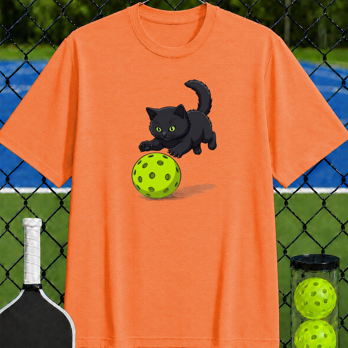 Black Cat Pickleball Pounce T-Shirt - Unisex