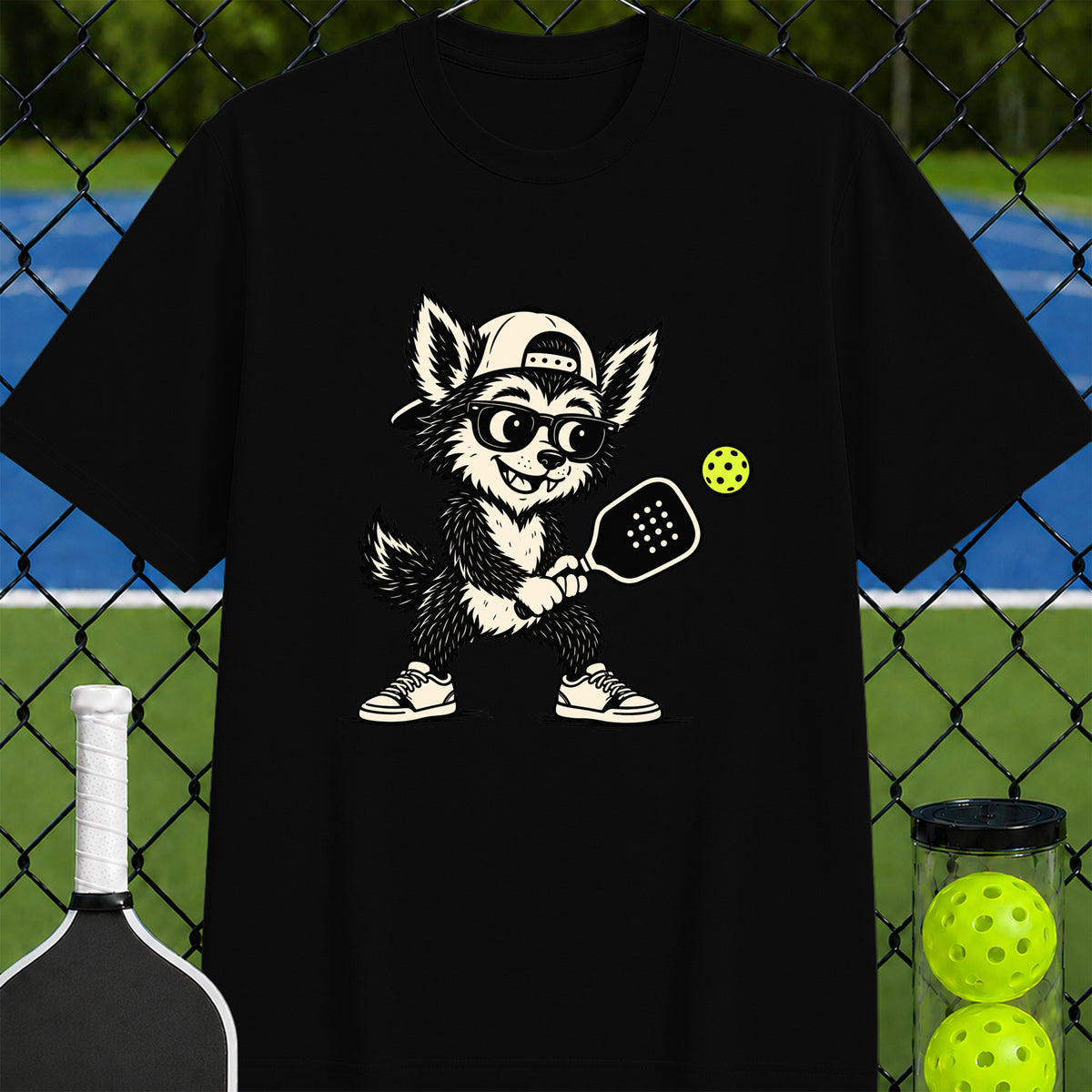 Wolfie loves pickleball T-shirt - Unisex