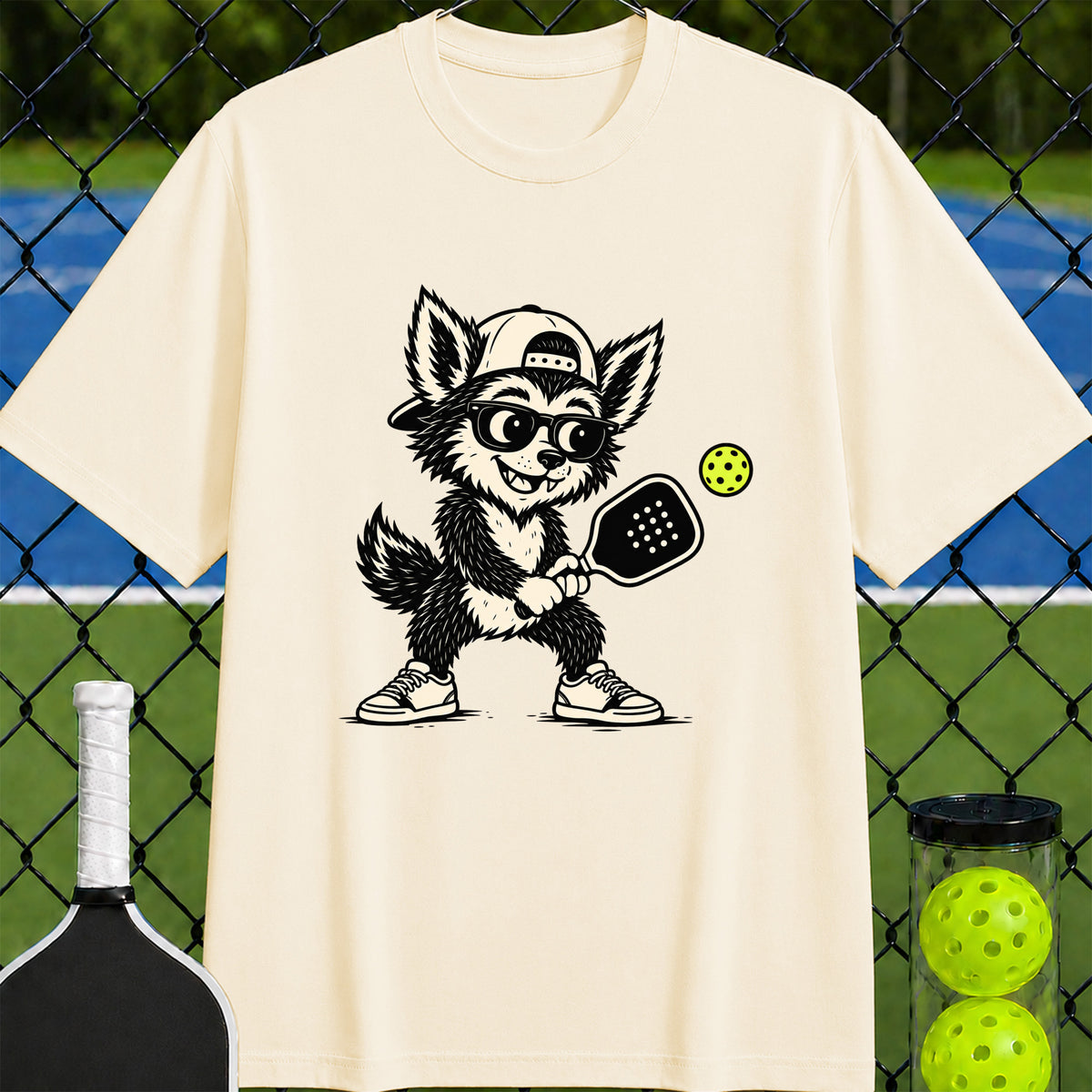 Wolfie loves pickleball T-shirt - Unisex