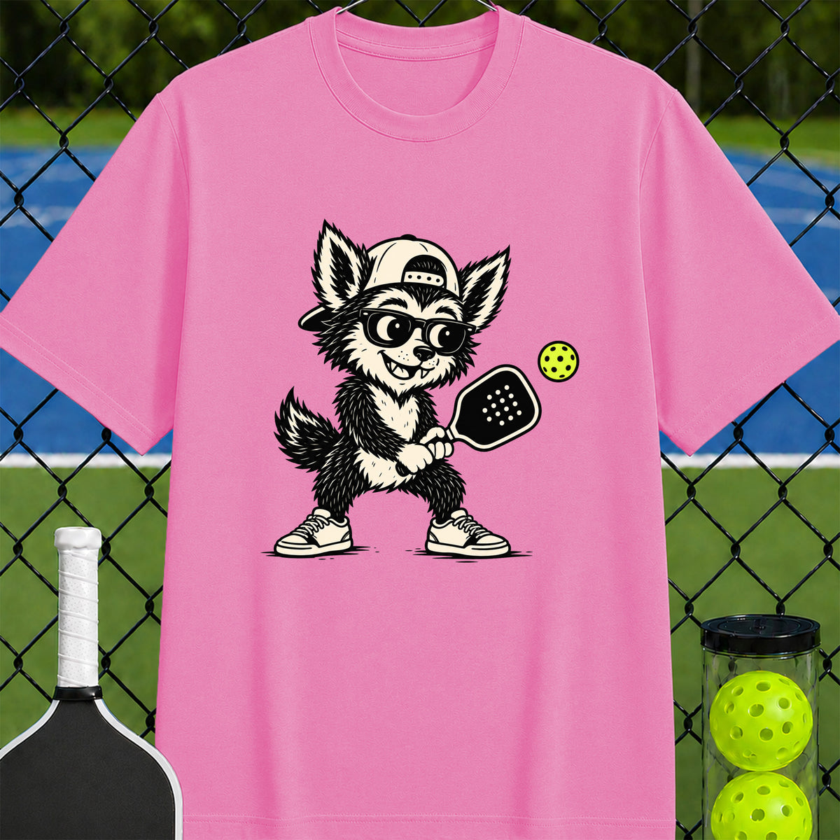 Wolfie loves pickleball T-shirt - Unisex