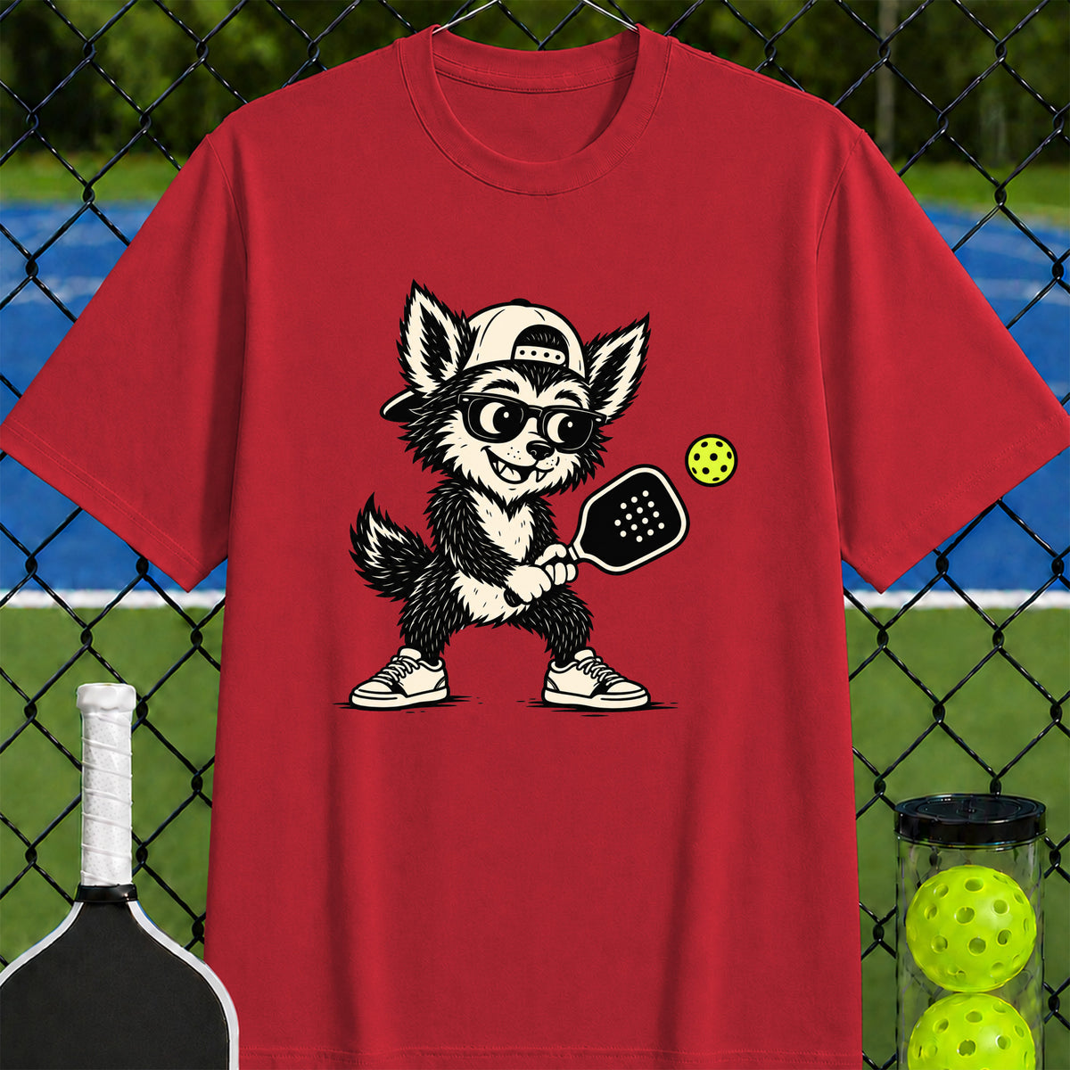 Wolfie loves pickleball T-shirt - Unisex