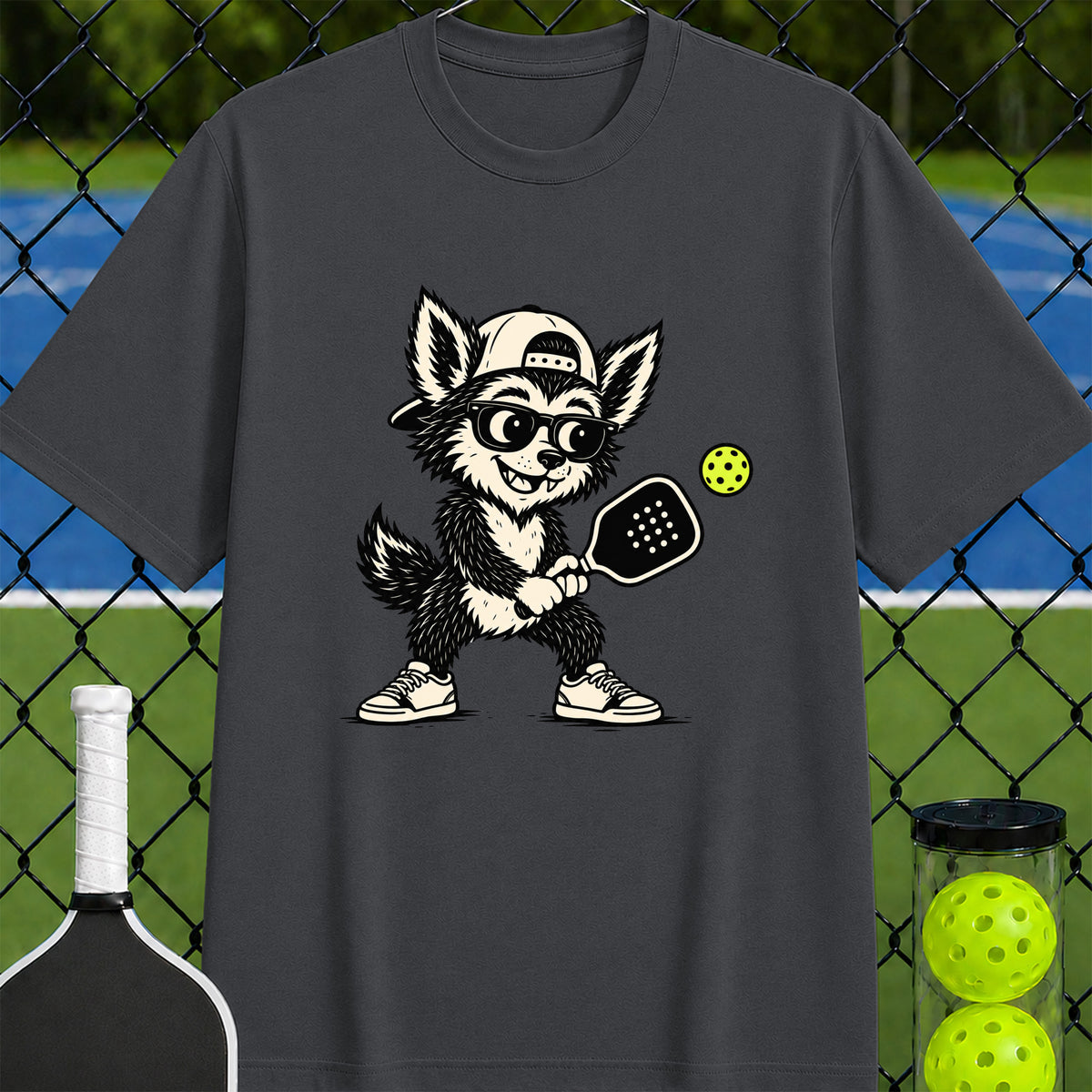 Wolfie loves pickleball T-shirt - Unisex
