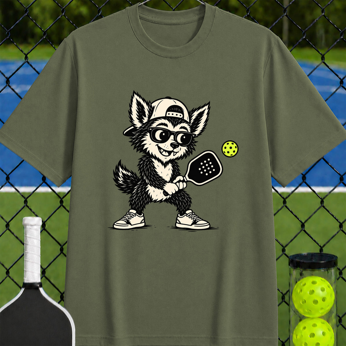 Wolfie loves pickleball T-shirt - Unisex