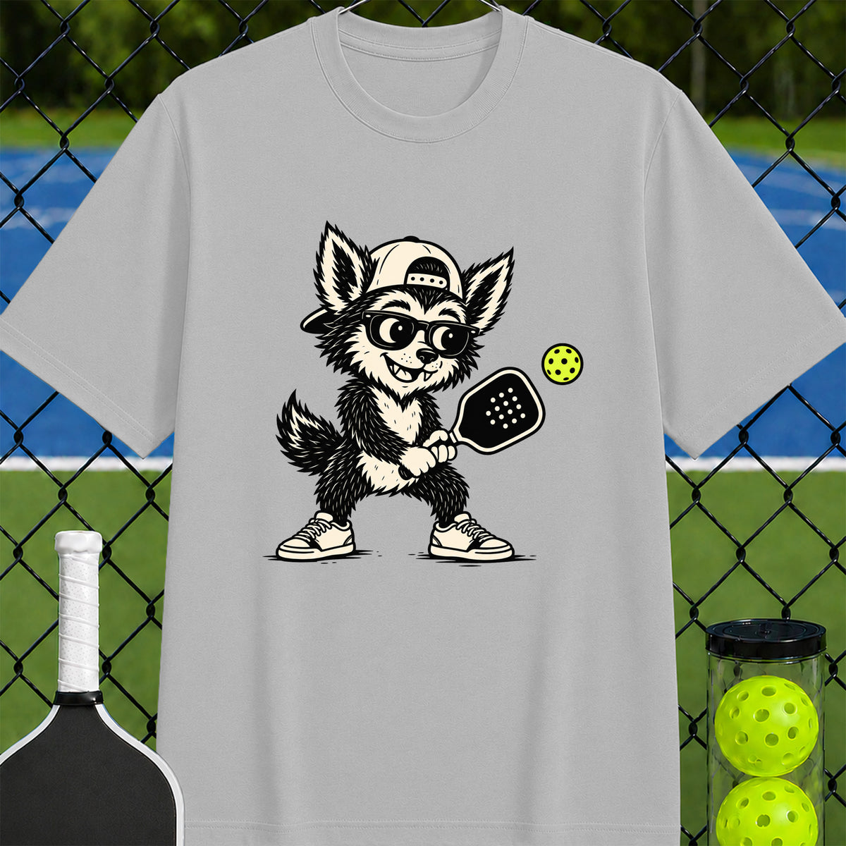 Wolfie loves pickleball T-shirt - Unisex