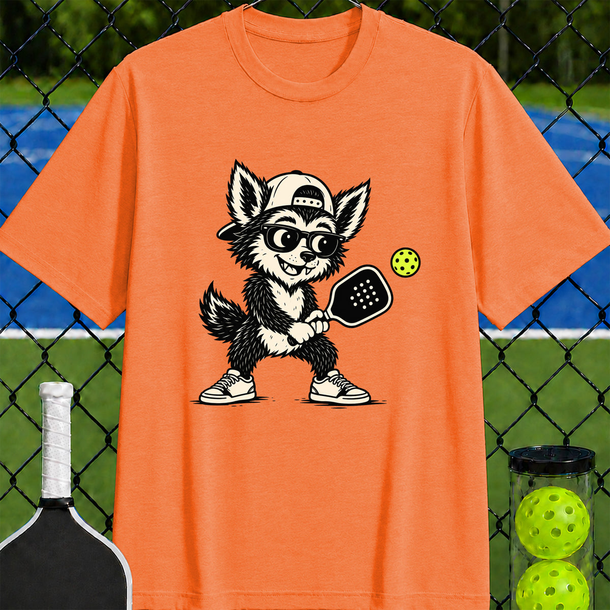 Wolfie loves pickleball T-shirt - Unisex