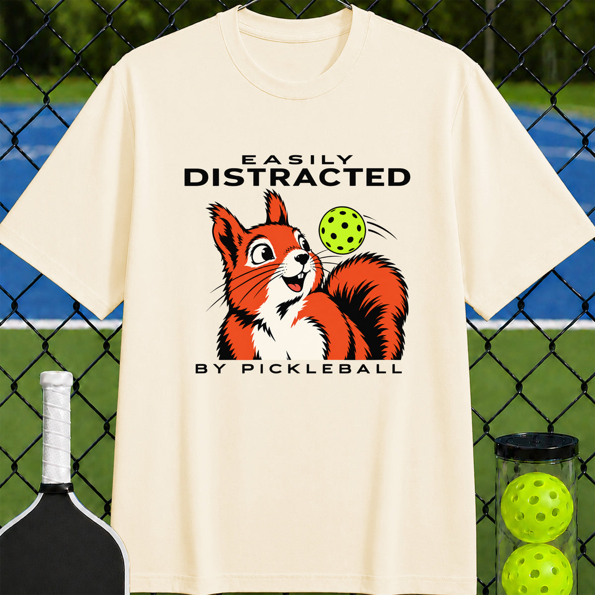 Easily Distracted by Pickleball Squirrel T-Shirt - Unisex