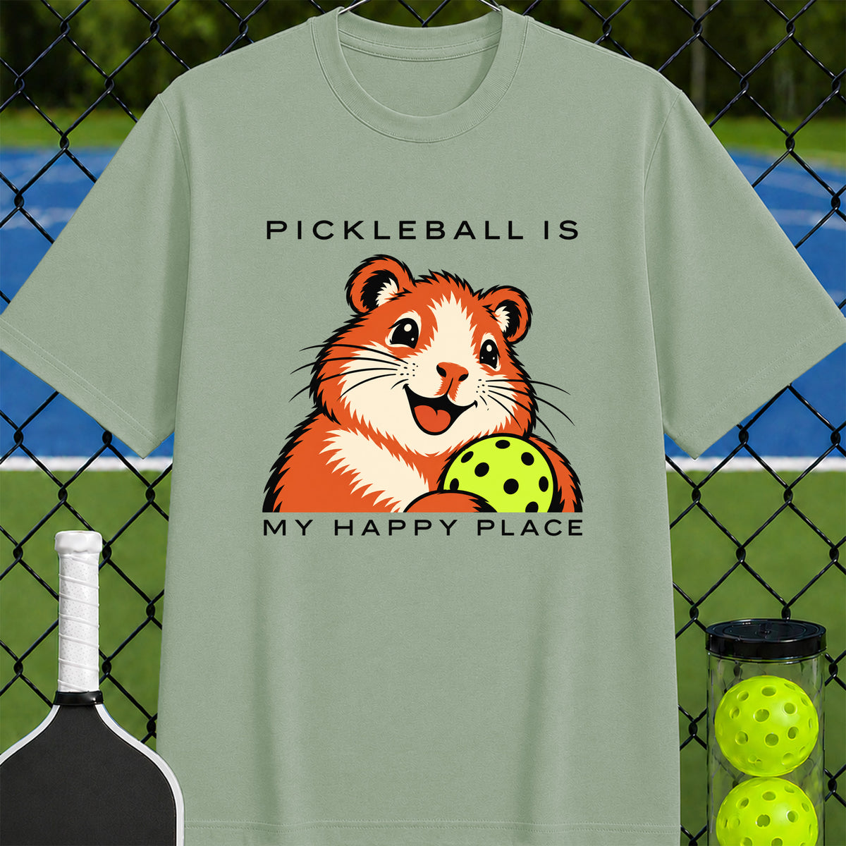 Pickleball Is My Happy Place Hamster T-Shirt - Unisex
