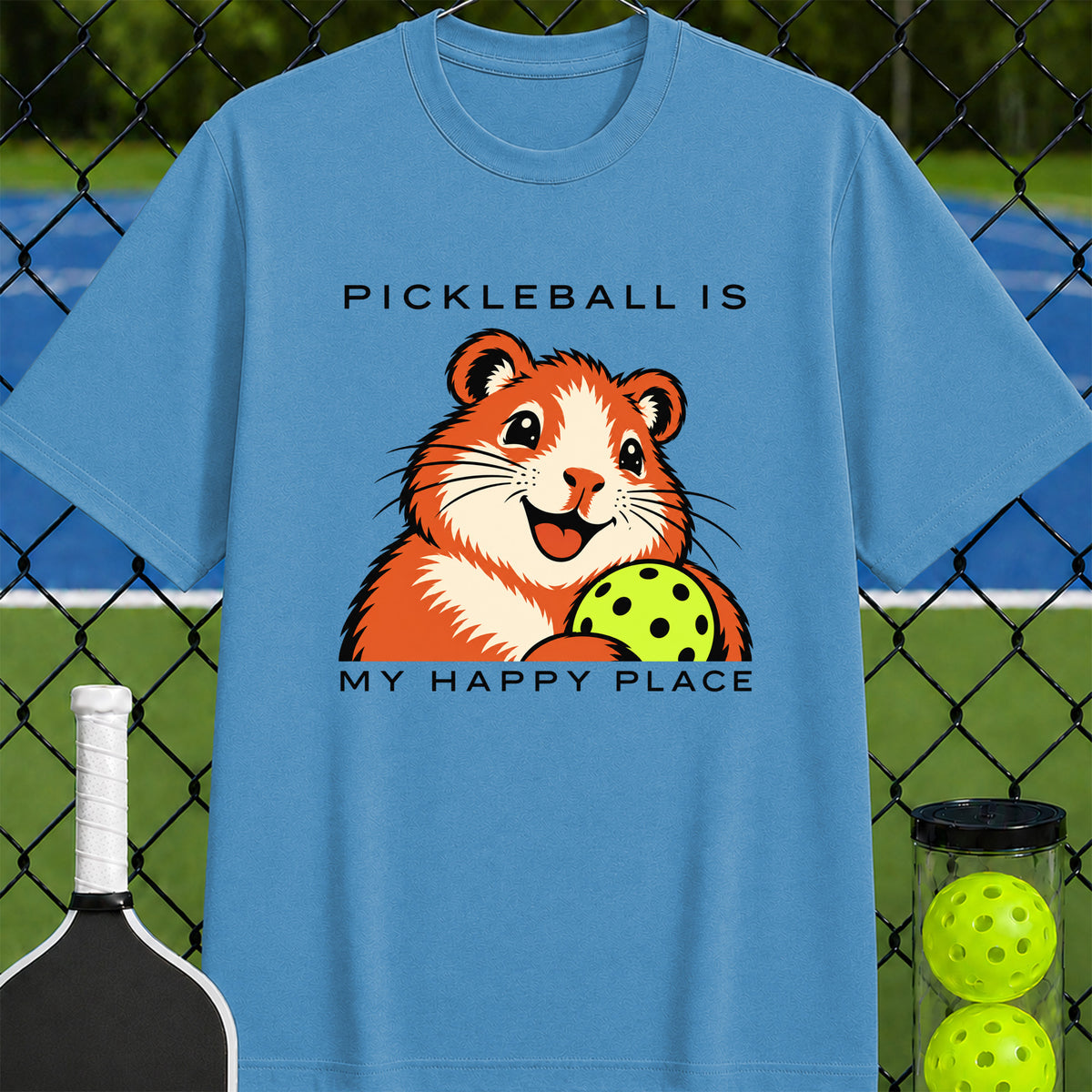 Pickleball Is My Happy Place Hamster T-Shirt - Unisex