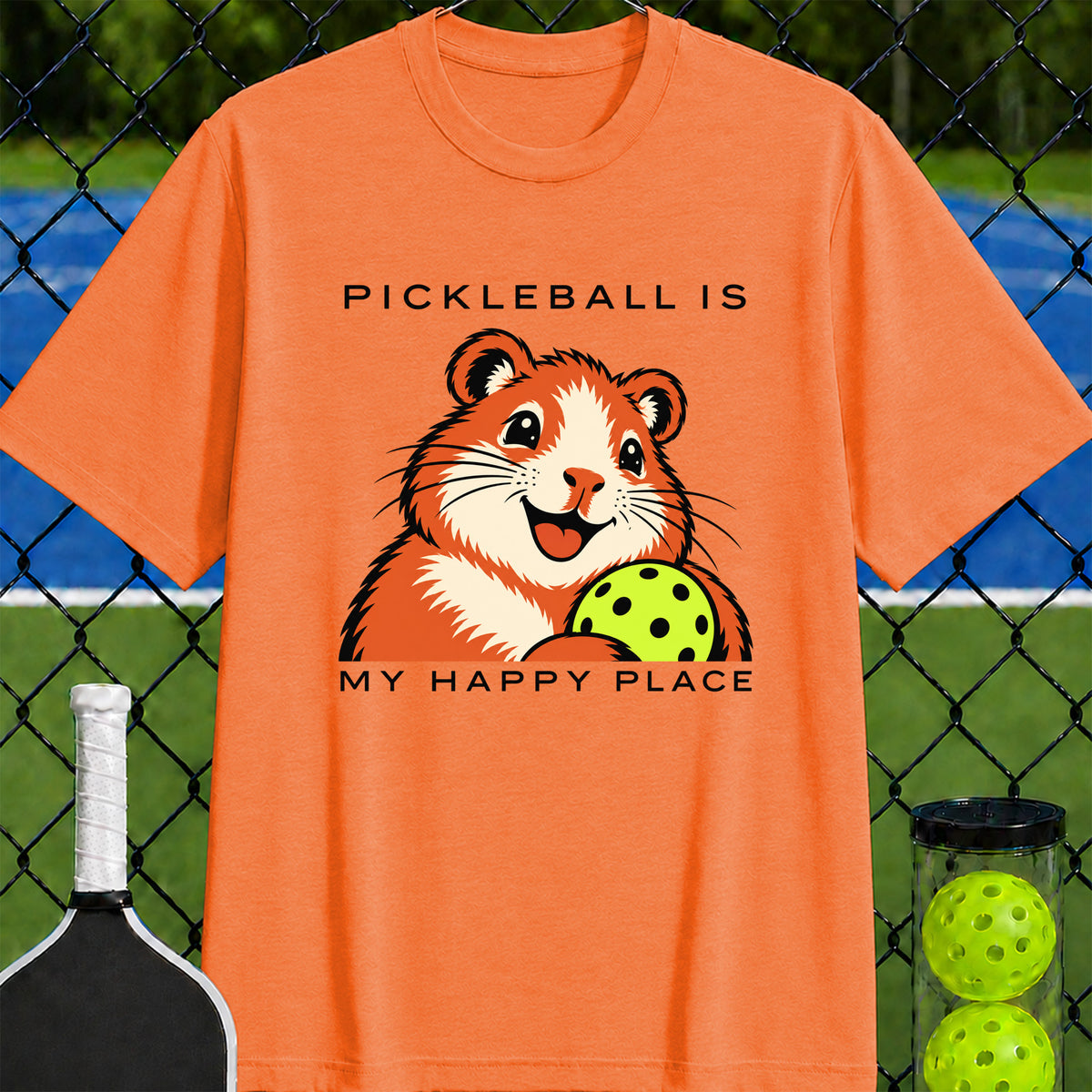 Pickleball Is My Happy Place Hamster T-Shirt - Unisex