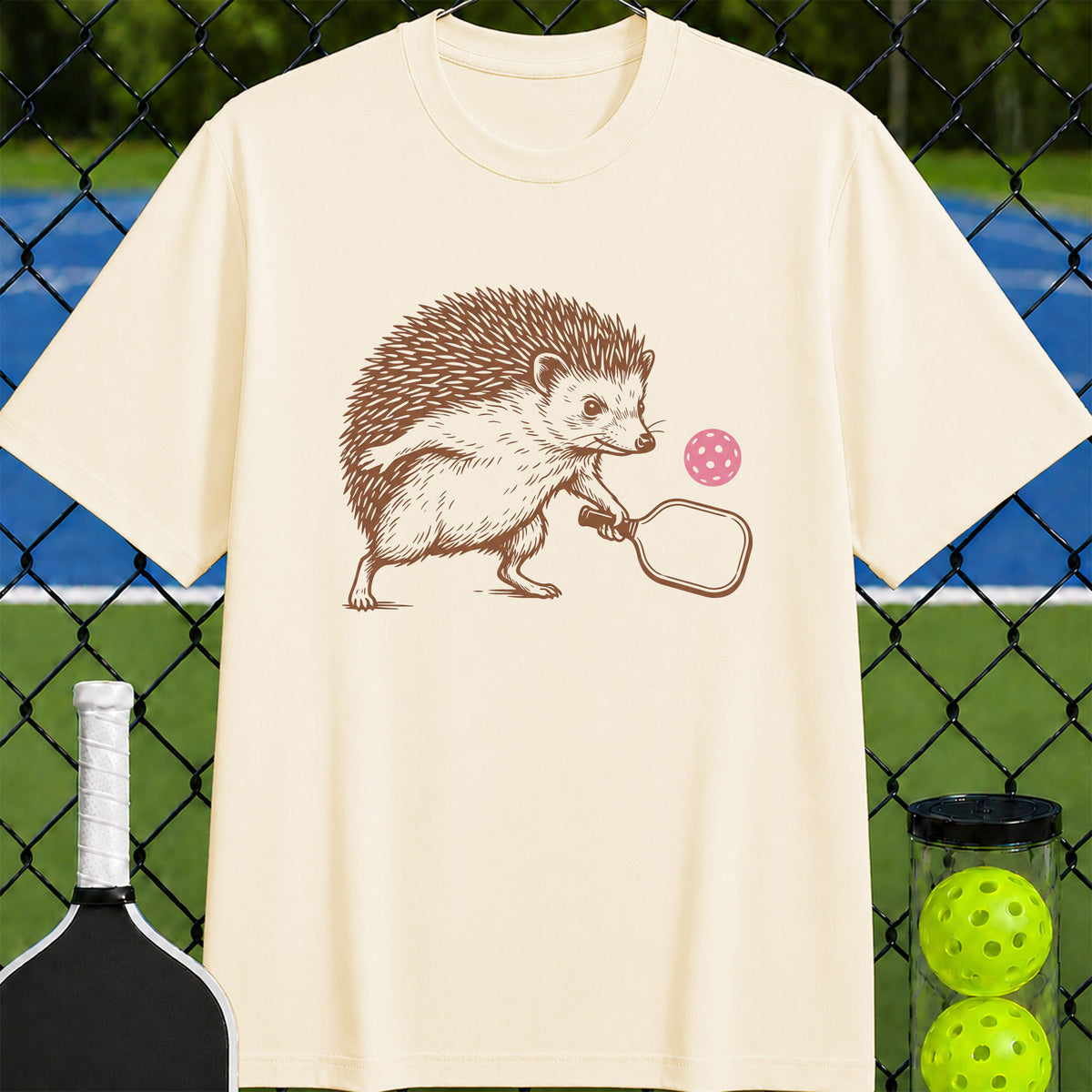 Happy Hedgehog Pickleball T-Shirt - Unisex