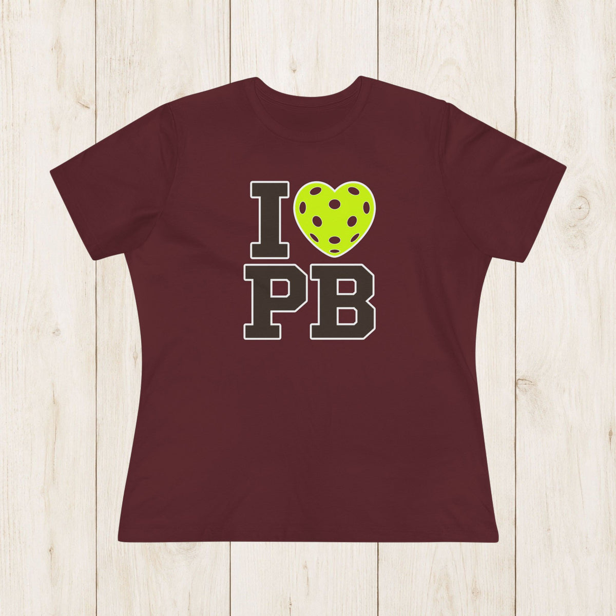Women's Cut - I Heart Pickleball Stacked