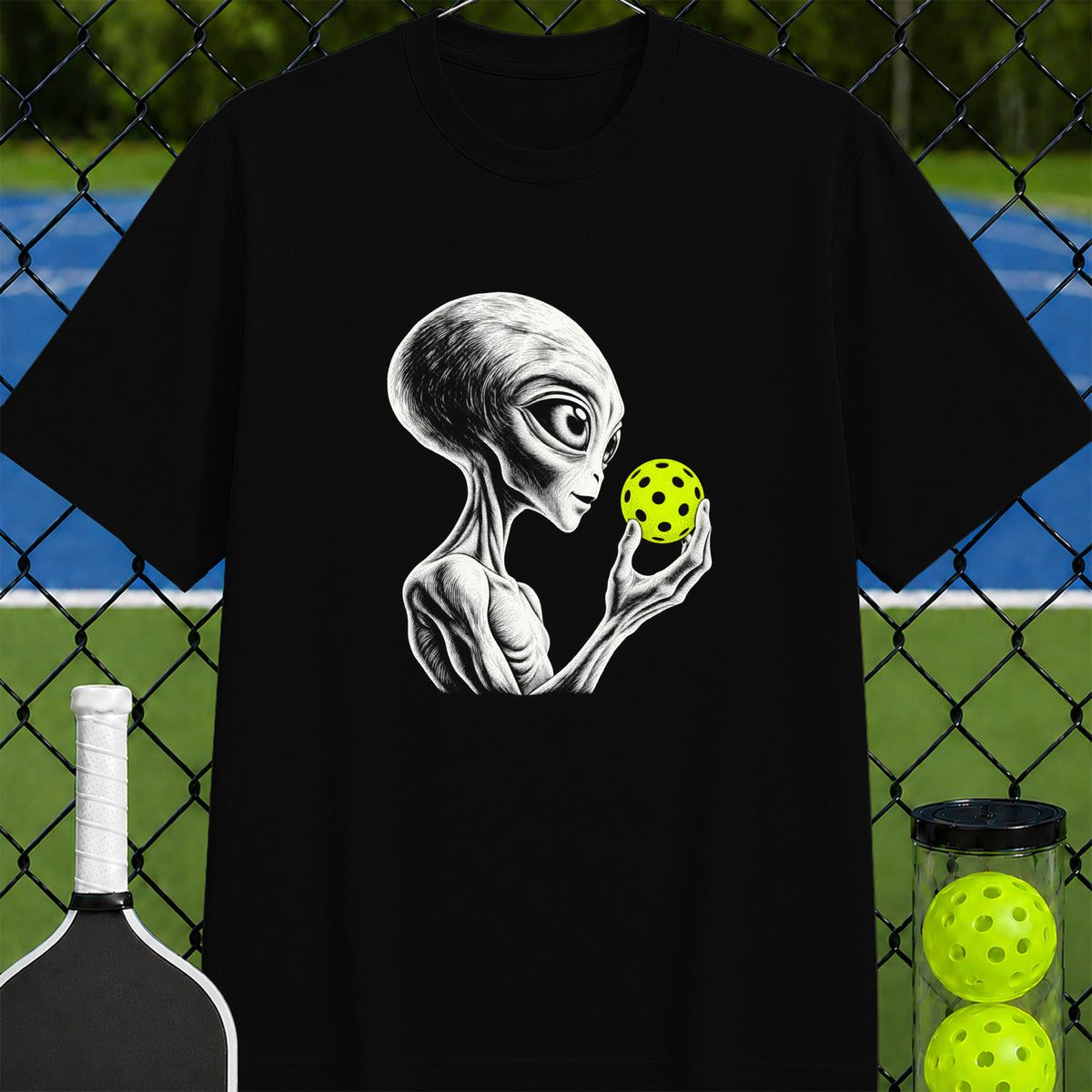 Alien pickleball thinker T-shirt - Unisex