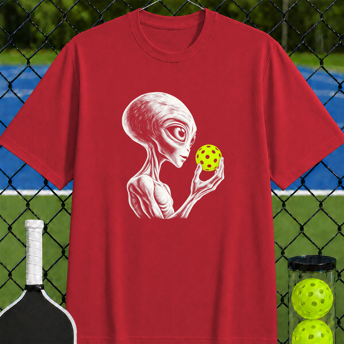 Alien pickleball thinker T-shirt - Unisex