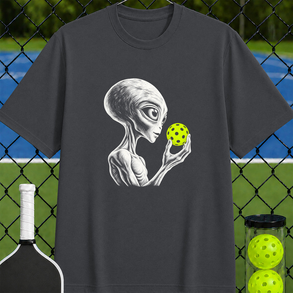 Alien pickleball thinker T-shirt - Unisex