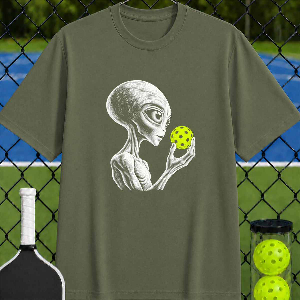 Alien pickleball thinker T-shirt - Unisex