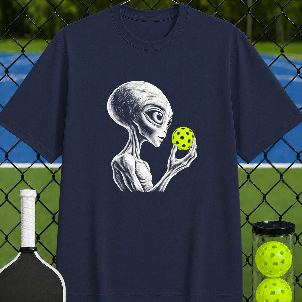 Alien pickleball thinker T-shirt - Unisex
