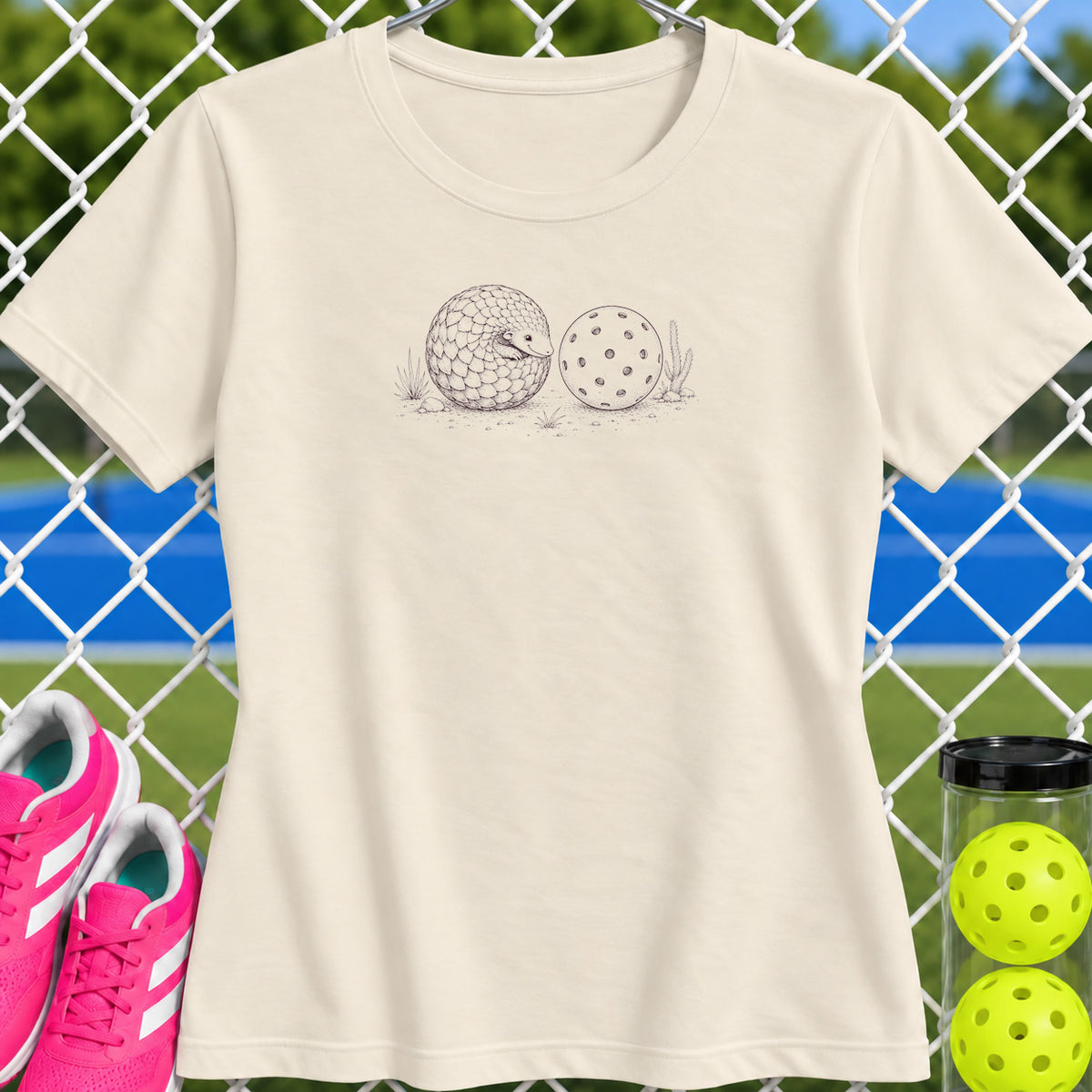 Women's Cut - Pangolin Loves Pickleball T-Shirt