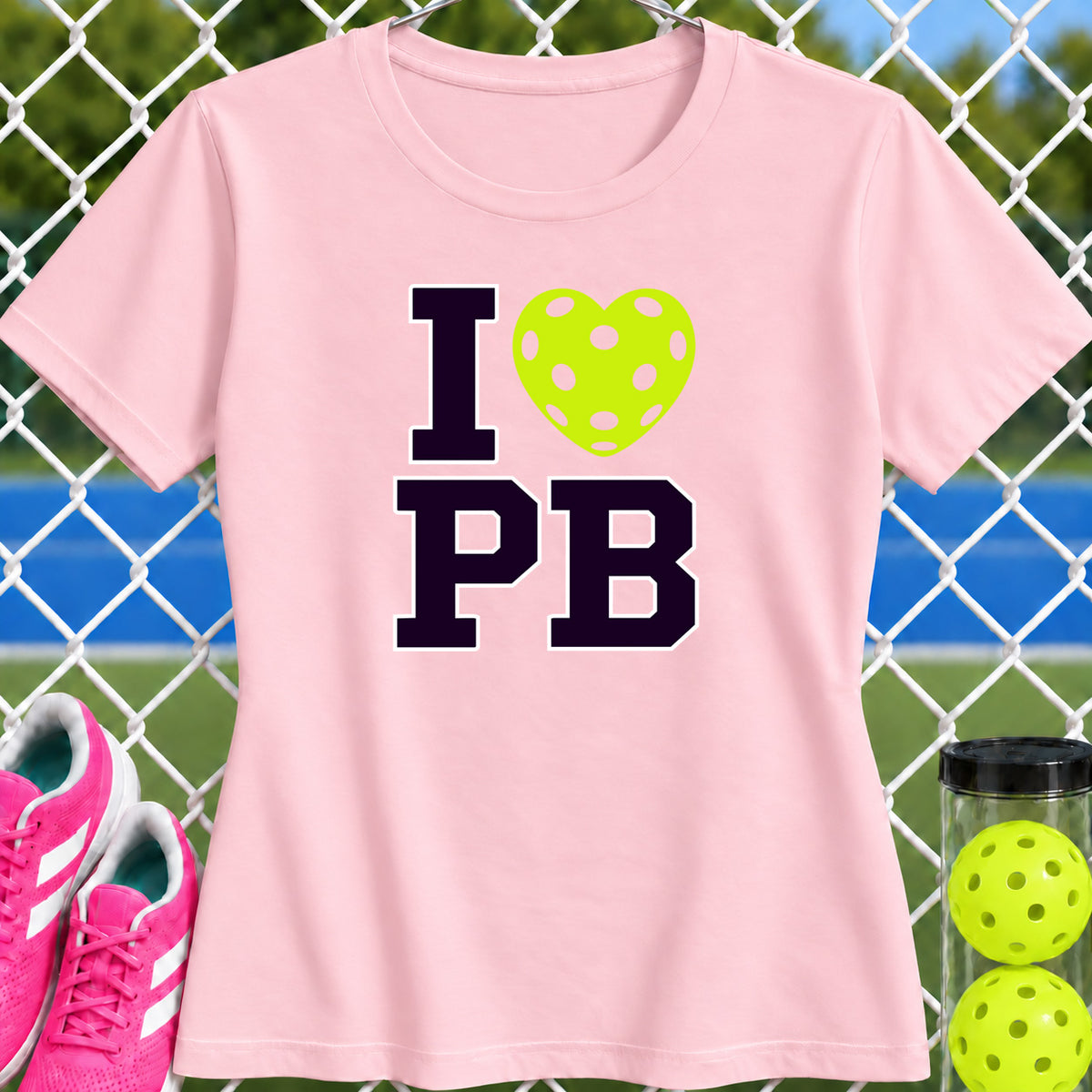 Women's Cut - I Heart Pickleball Stacked