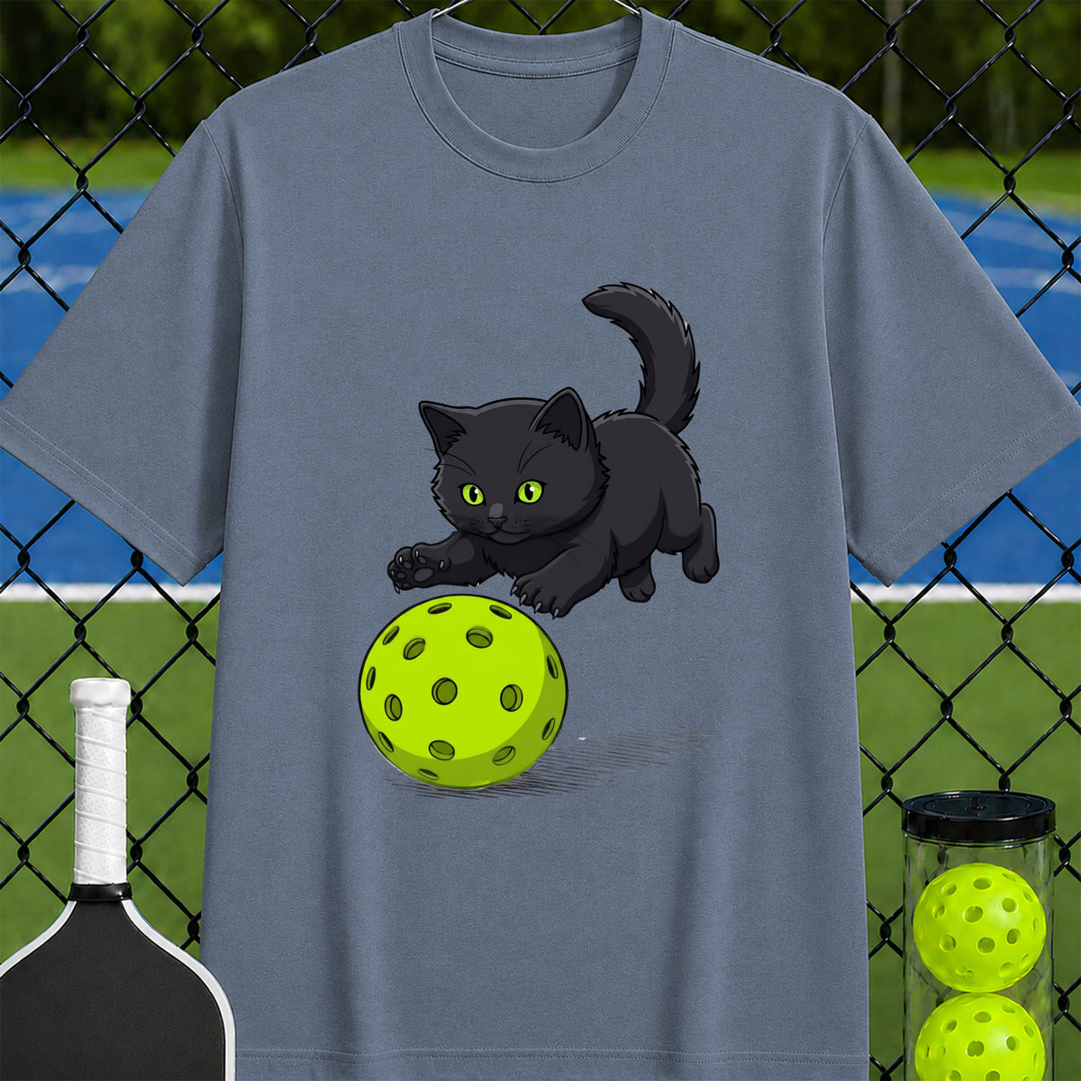 Black Cat Pickleball Pounce T-Shirt - Unisex