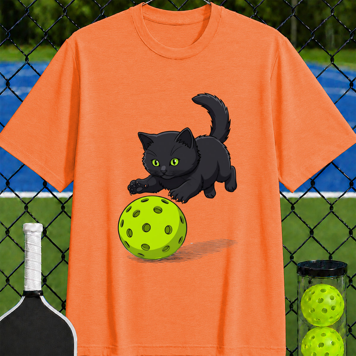 Black Cat Pickleball Pounce T-Shirt - Unisex