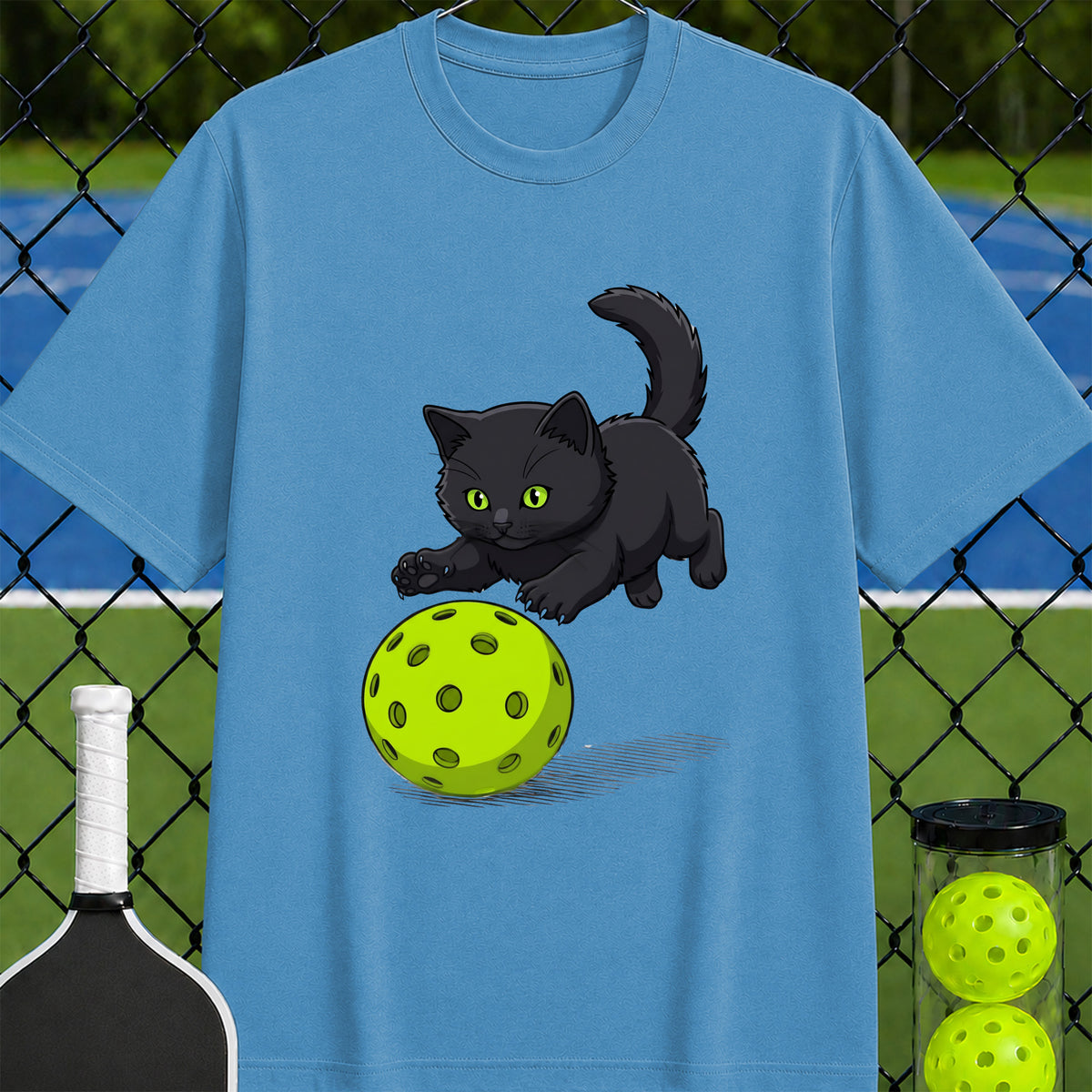 Black Cat Pickleball Pounce T-Shirt - Unisex