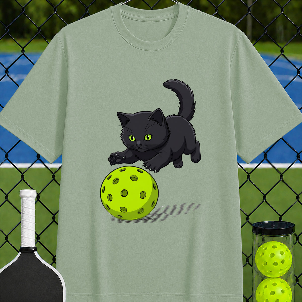 Black Cat Pickleball Pounce T-Shirt - Unisex