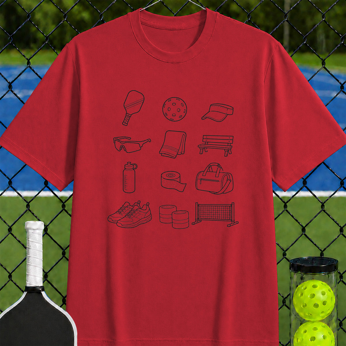Pickleball Props Drawing T-Shirt - Unisex
