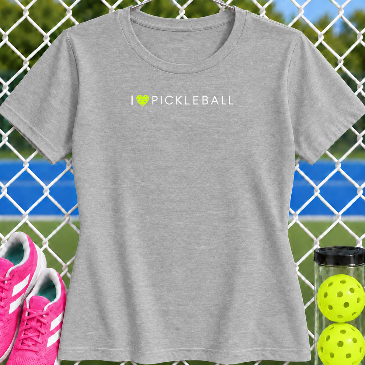 Women's Cut - I Heart Pickleball T-Shirt