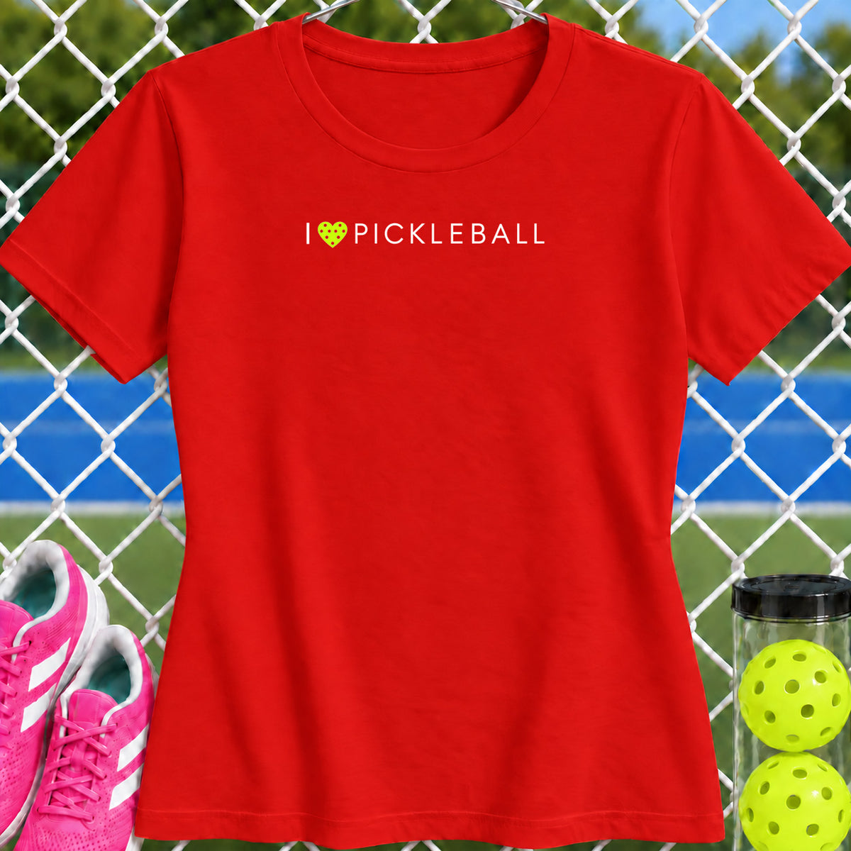 Women's Cut - I Heart Pickleball T-Shirt